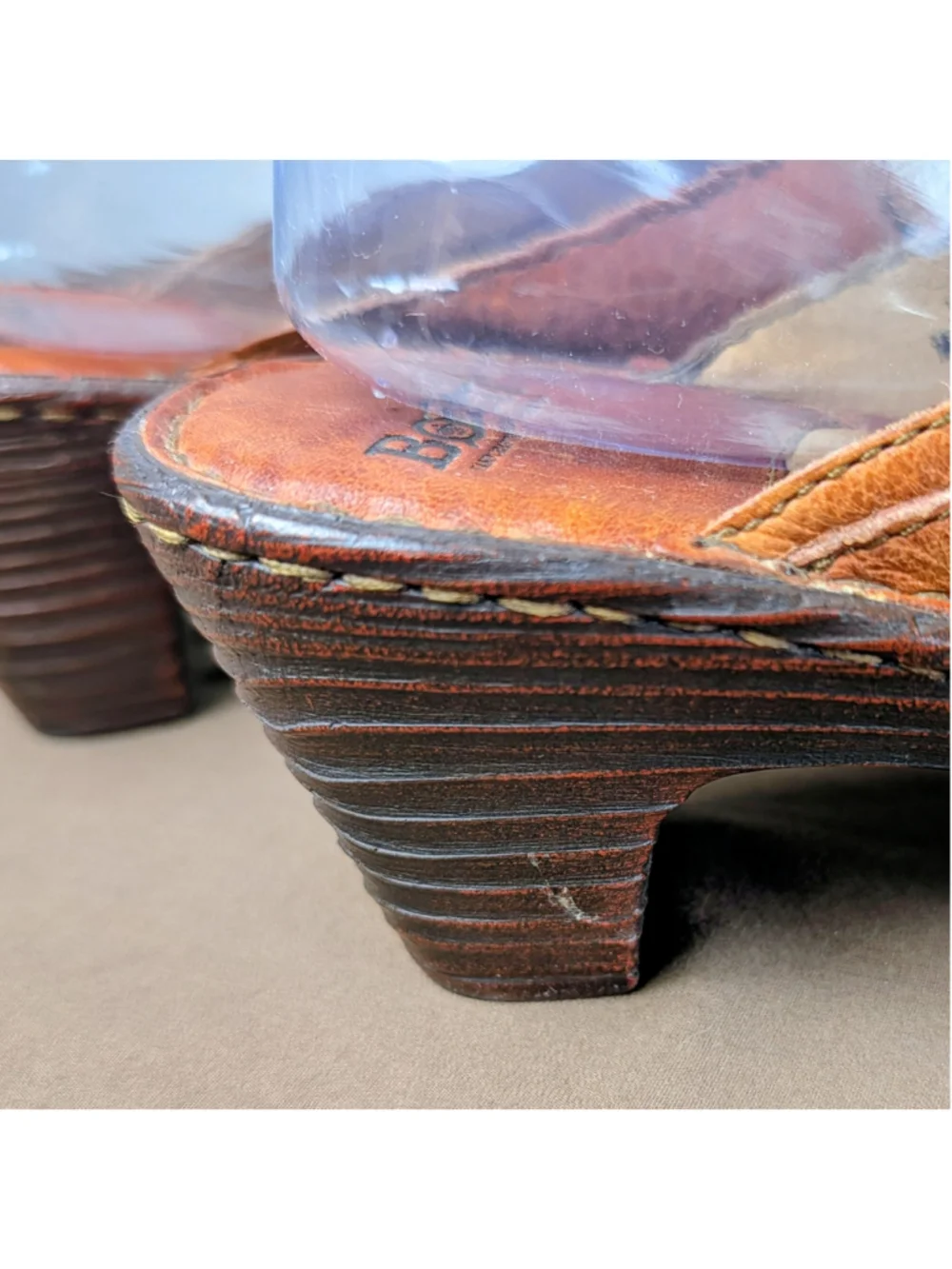 Born Women’s Brown Leather Slide Sandals Size 10 / 42 Handcrafted Boho Wedges